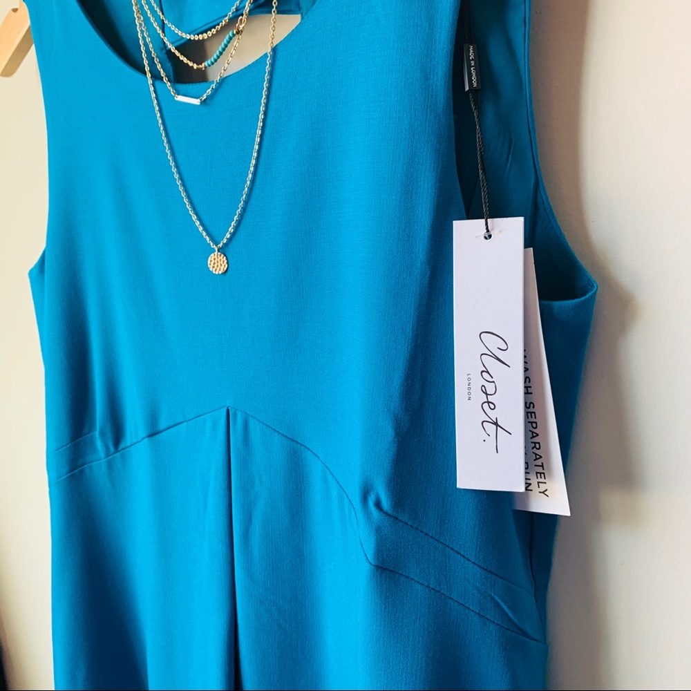 Teal-Turquoise Blue A-Line Dress By Closet London - Picture 2 of 10